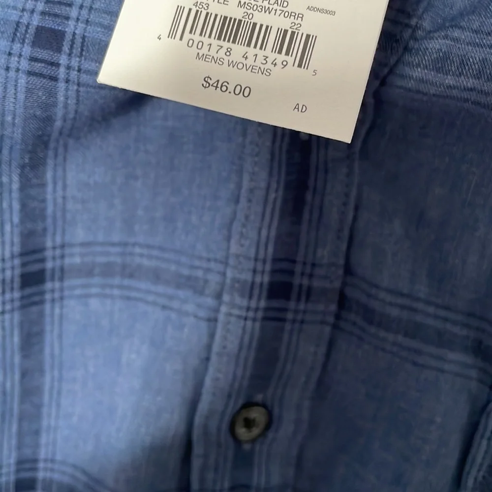 NWT M Mens Sonoma‎ Button Down Shirt Blue Plaid